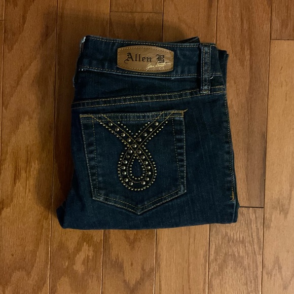 Brass Studded Gold Stitch Slight Stretch Zipper 🪰 Blue Jeans! - Picture 11 of 13